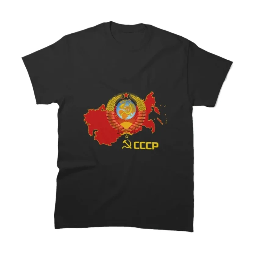 CCCP - The Soviet Union Map with National Emblem T-Shirt 100% Cotton O-Neck Summer Short Sleeve Casual Mens T-shirt Size S-3XL