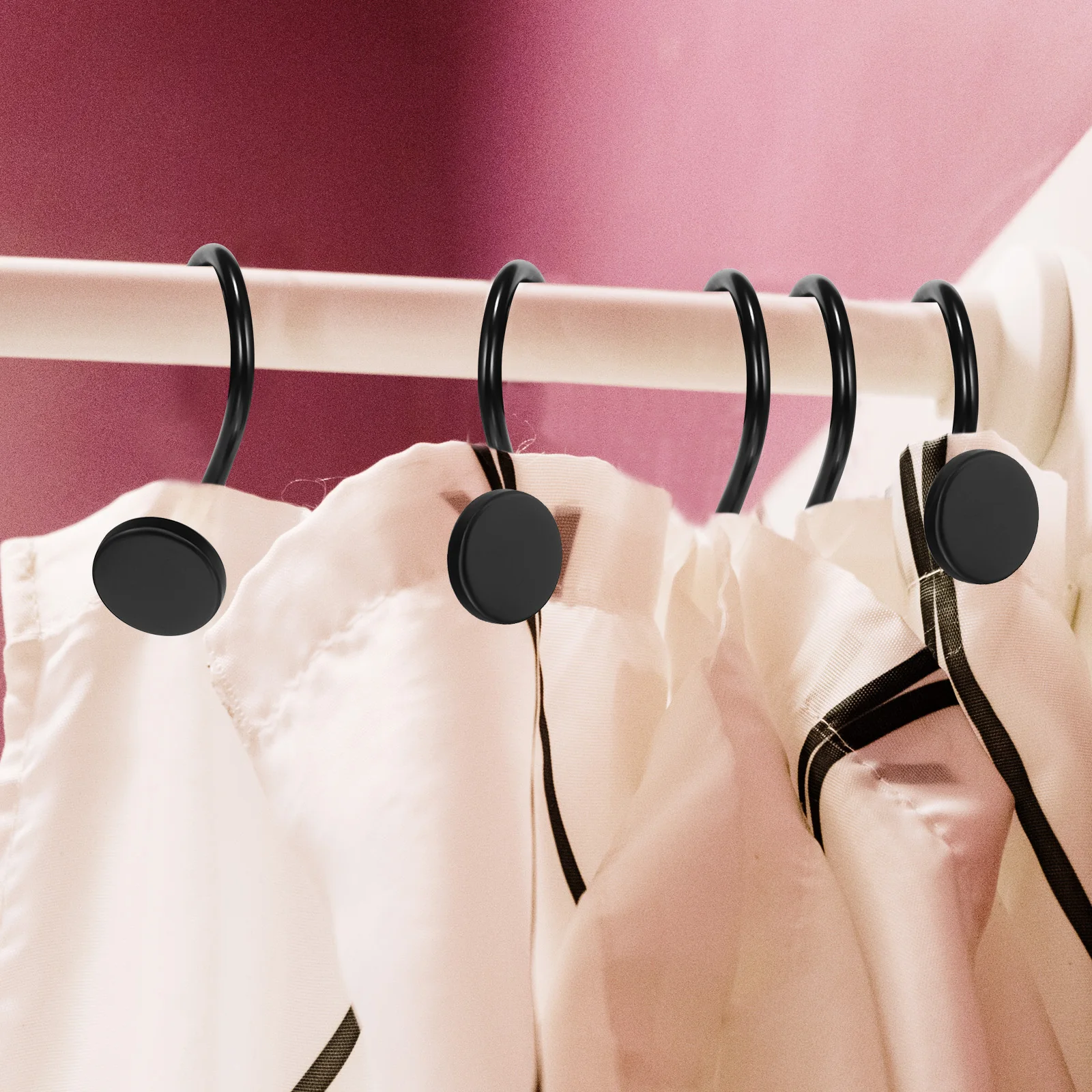 

12 Pcs Curtain Hook Sliding Shower Hooks Curtains for Hanging Bathroom Double Sided