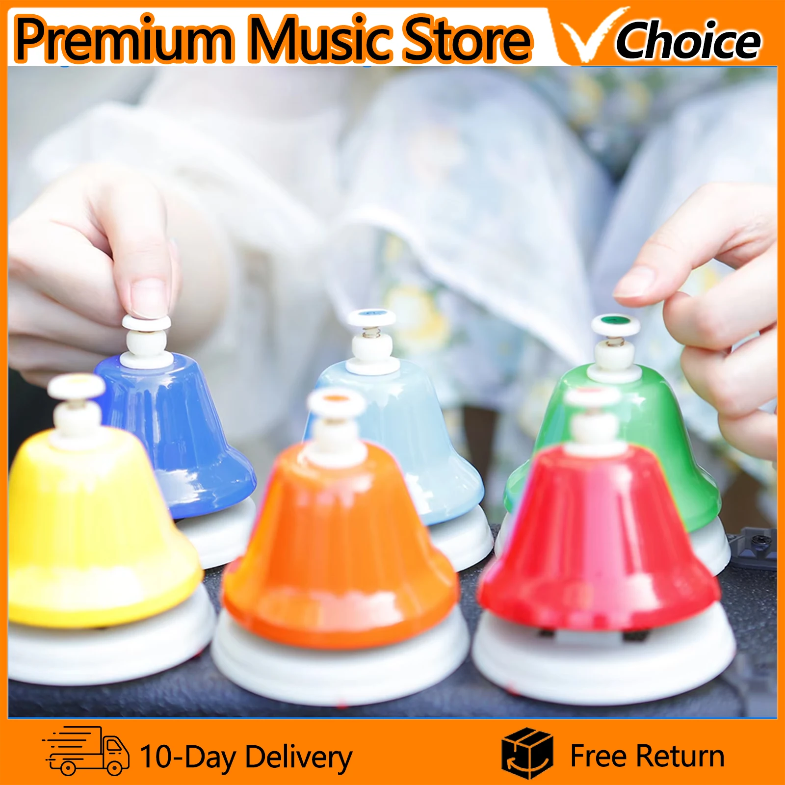 IRIN Orff Musical Instrument Set Colorful 8-Note Hand Bell Children's Music Toy Baby Early Education Beautiful Christmas Gift