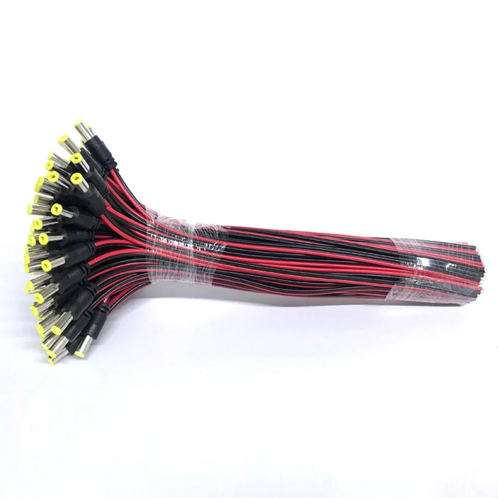 DC Power Pigtail Cabo Jack para Câmera CCTV, Conector Masculino, Extensão, 12V, 24V, 5.5x2.1mm, 5Pcs