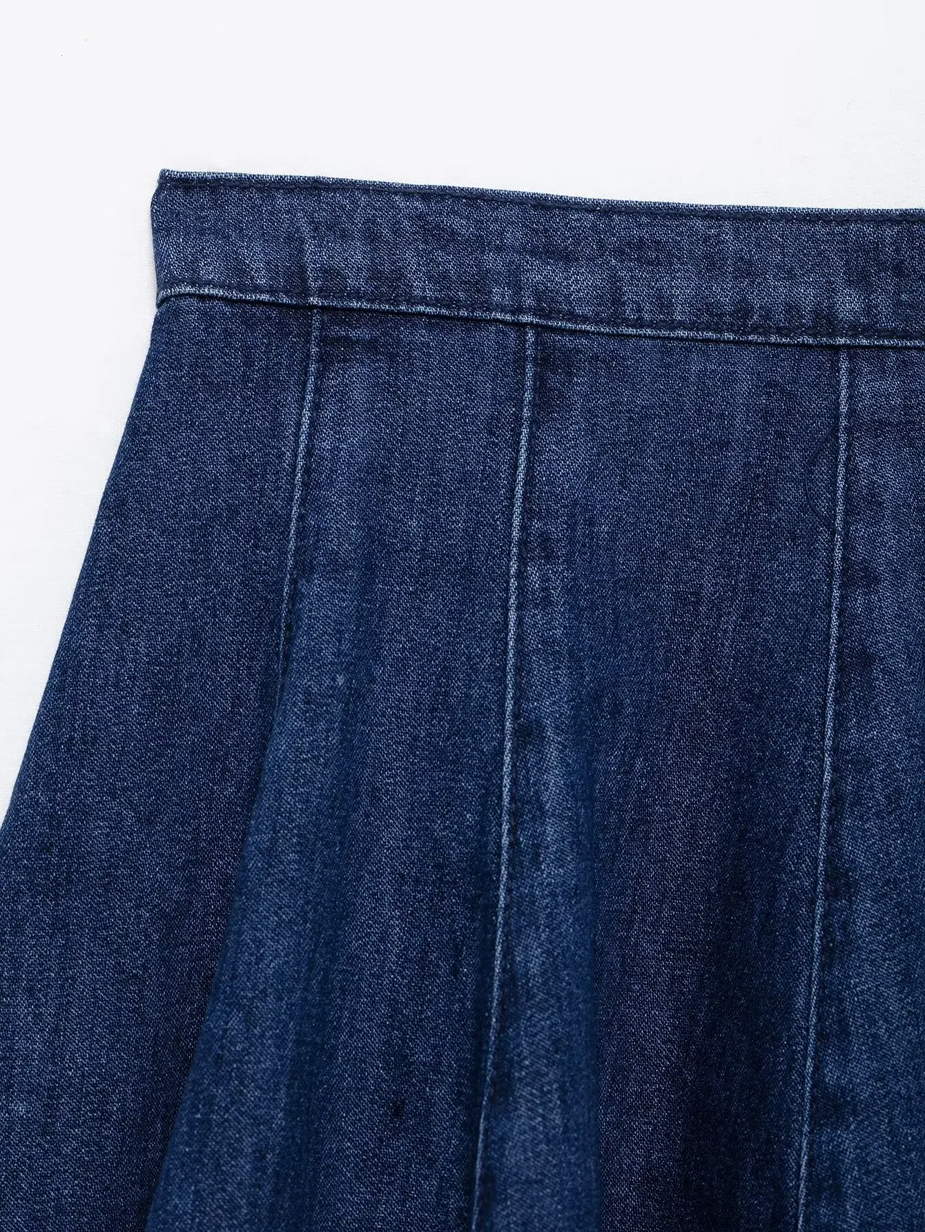 تنورة Zevity 2024 للسيدات غير رسمية ذات ثنيات كبيرة من قماش الدنيم تنورة صغيرة Faldas Mujer جينز نسائي بسحاب خلفي QUN9203