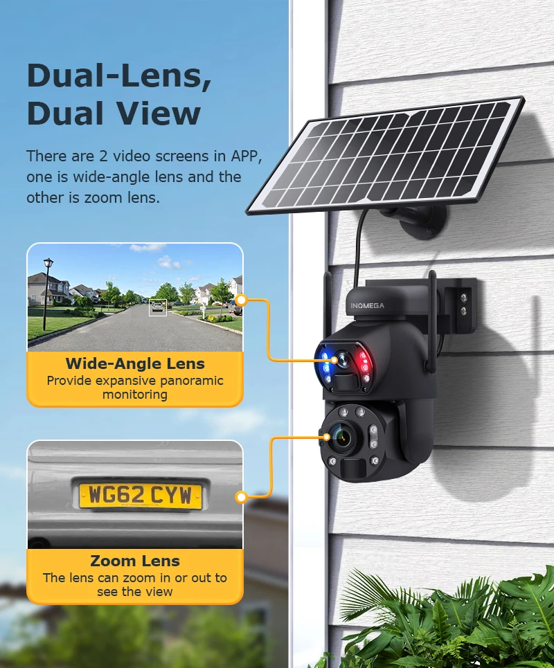 INQMEGA 12MP 50X Solar Camera with Wifi/4G, Support Human Detection and Color Night Vision Monitoring, 10PC Customized Logo