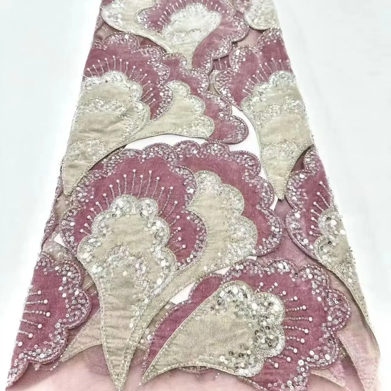 Luxe Franse tule netstof met pailletten, geborduurde 3D kant, Afrikaanse Nigeriaanse kant voor bruiloften, 5 yards (2025)