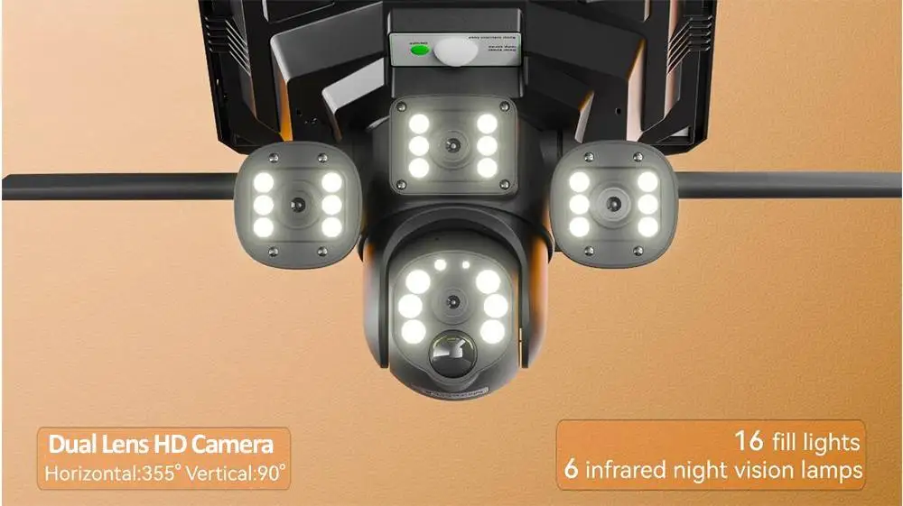 كاميرا 4G Sim Card تعمل بالطاقة الشمسية، كاميرا شمسية بعدسة مزدوجة على كاميرا أمان LED تعمل بالطاقة الشمسية بدقة 4 ميجابكسل تعمل بالواي فاي #6