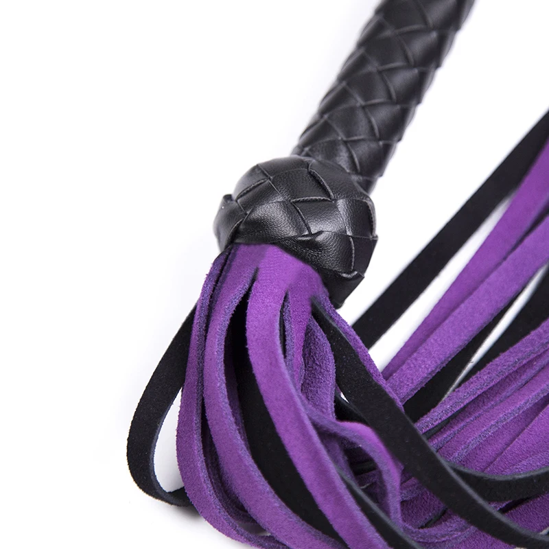 68cm Leder griff lila schwarz Rindsleder Quasten Pferde peitsche Reiten Ernte Flogger Paddel Slapper Pferd Training Dressur peitschen