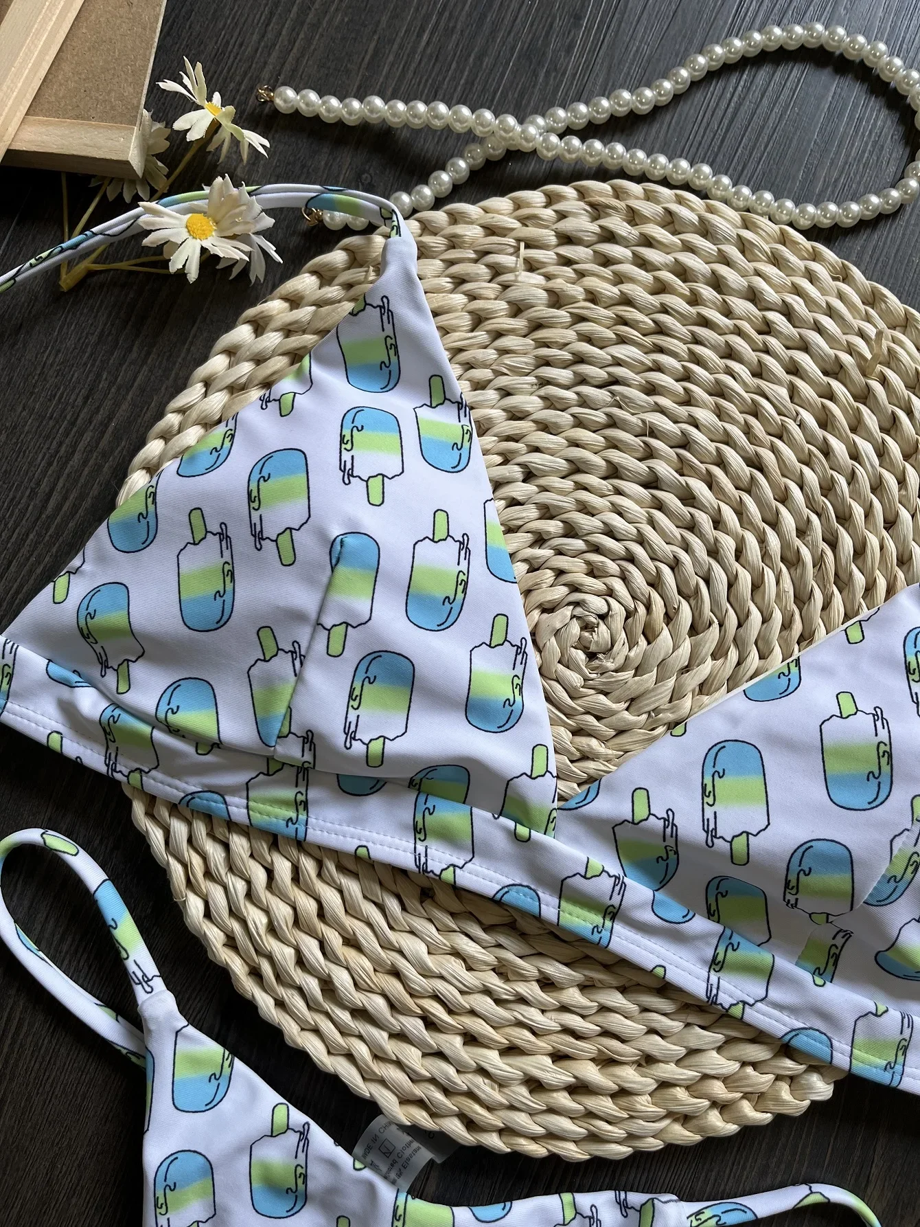 Sexy Triangle Chains Bikini Sets Micro Thongs Swimsuit Women Bathing Suit Biquini Bandage Beachwear Print Swimwear Thong Bikini