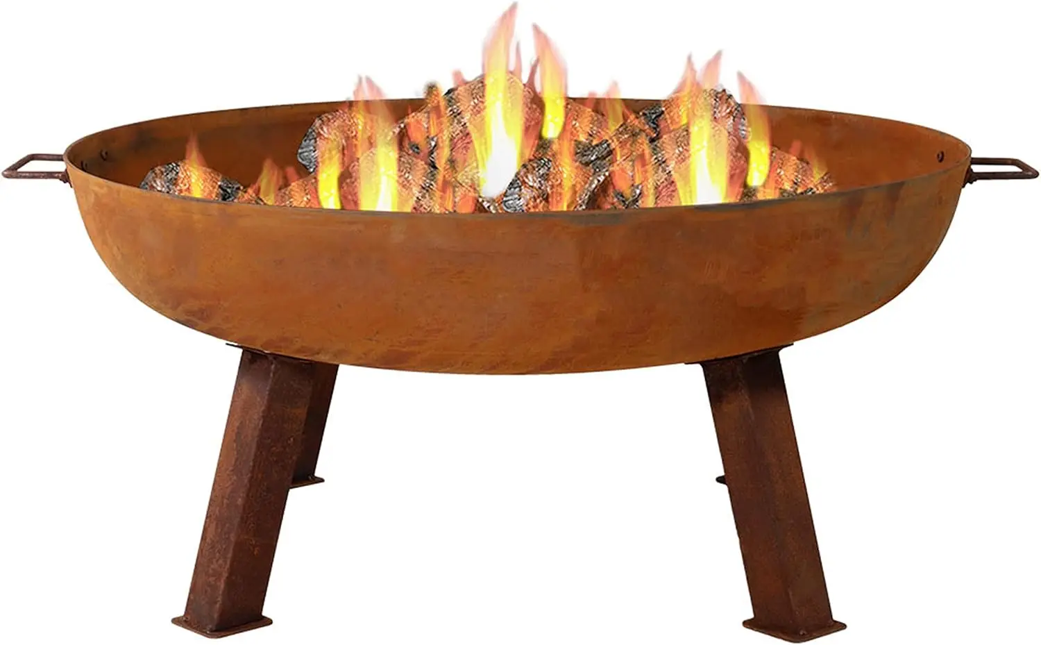 Sunnydaze 34-Inch Rustic Cast Iron Outdoor Raised Fire Pit Bowl with Handles - Oxidized Finish patio heater