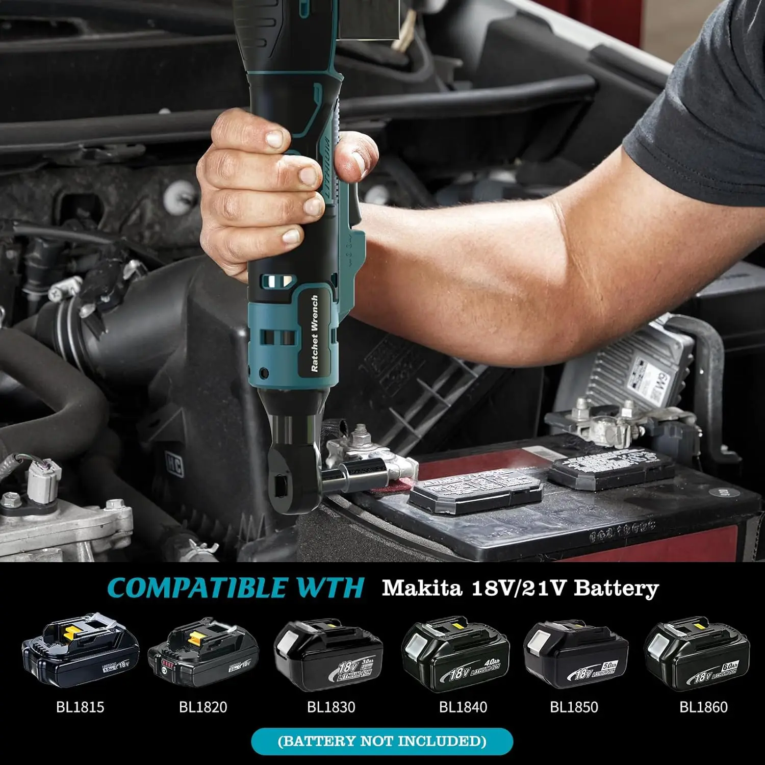 Yofuly Electric Ratchet Wrench for Makita 21 V Battery, 3/8 Inch Power Battery Ratchet Screwdriver Set 45 Ft-lbs 320 RPM
