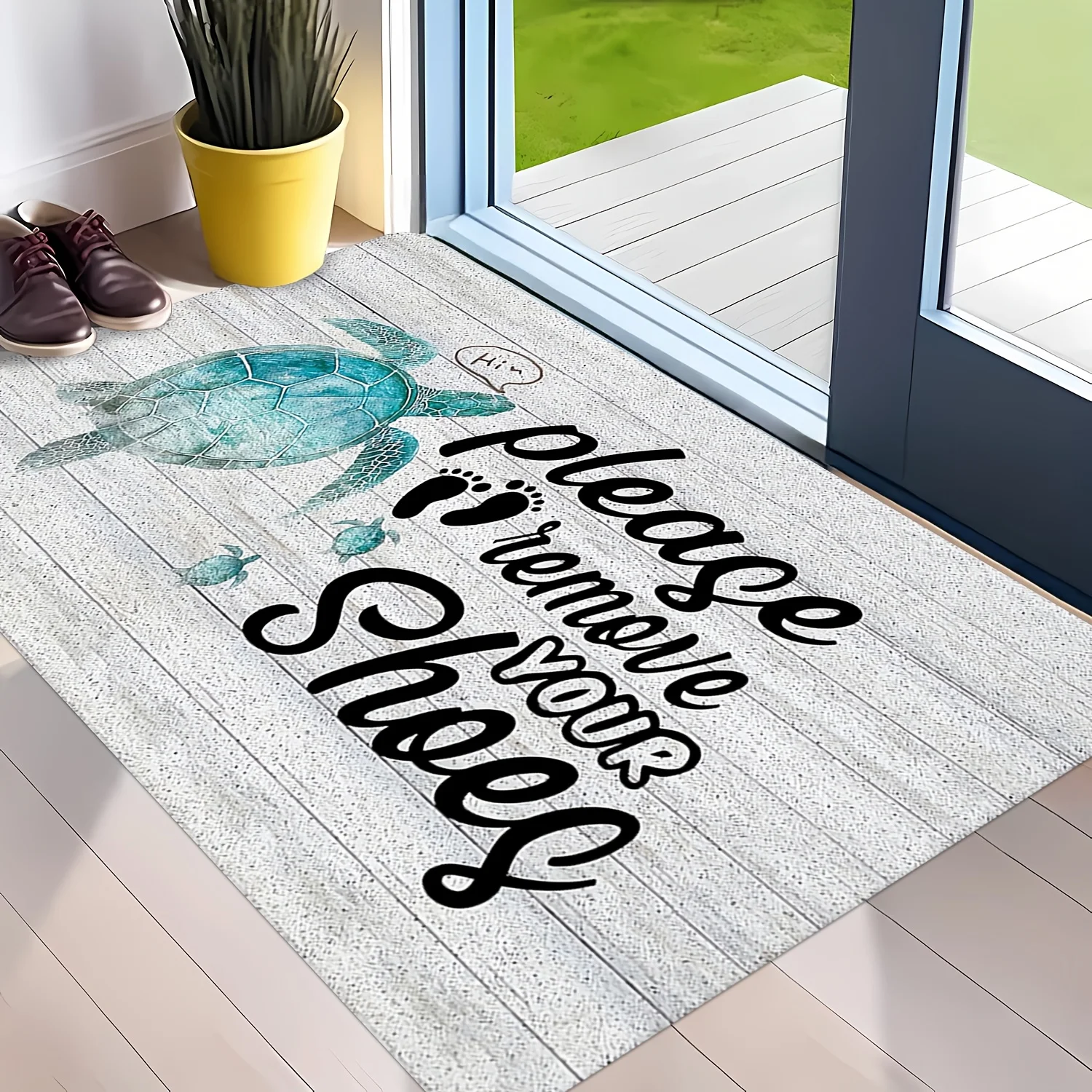 Product Please take off your shoes design welcome mat - Machine washable, suitable for bathroom, living room, bedroom, kitchen