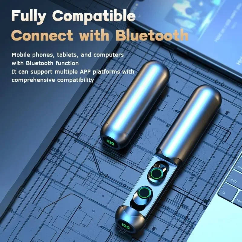 BQ40 Wireless Bluetooth Earphones Pull-out Touch Intelligent Digital Display Sports in Ear Wireless Bluetooth Earphones