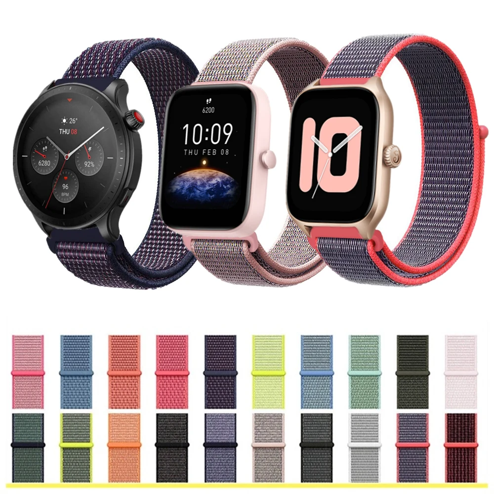 Loop Woven Nylon Strap For Huami Amazfit GTR 4 GTS 4 mini Sport Watchband For Huami Amazfit Bip 3 Pro Bip U Bracelet Accessories