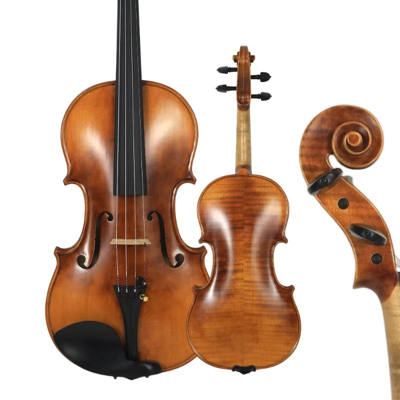 

4/4 Full Size Master Handmade Wood Violin, Concert Orchestra Level, Hand Varnished, Inlaid Purfling, European Wood, Fully Set up