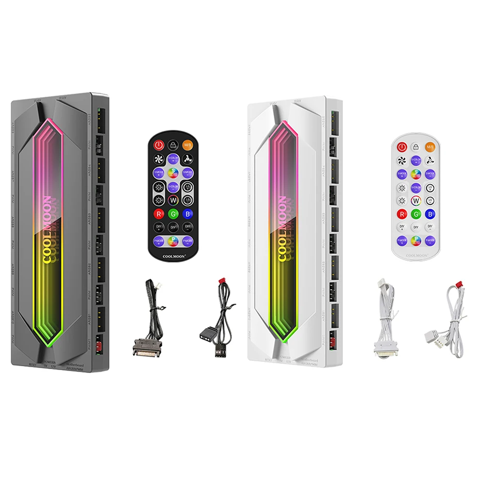 Hub de Ventiladores ARGB y PWM con Control Remoto, Cable de Alimentación SATA, Divisor ARGB y PWM para Ventiladores RGB de PC