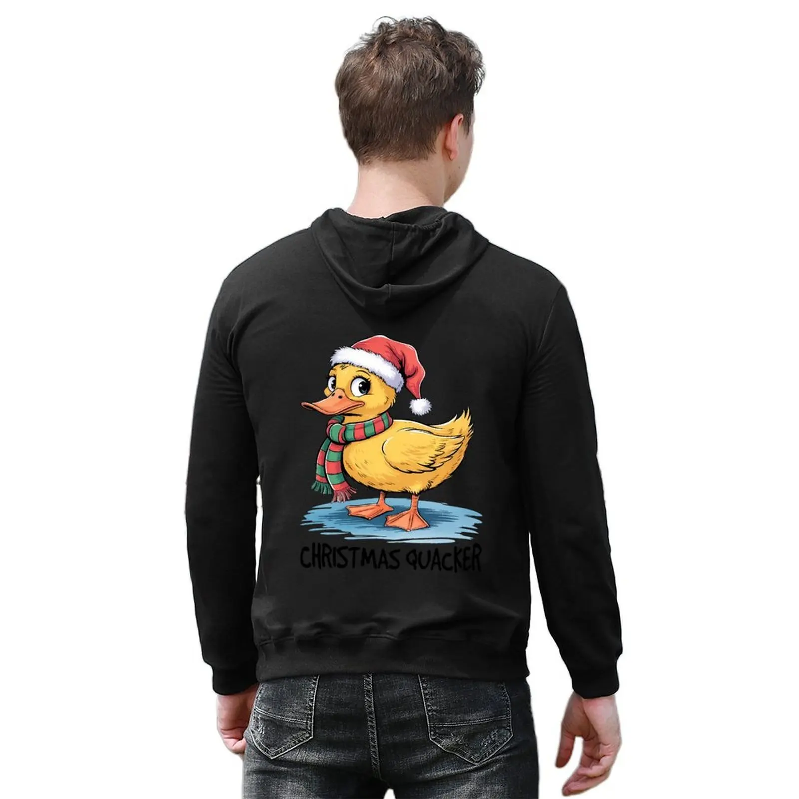 مضحك عيد الميلاد quacker pun! هوديي الرجال معطف الرجال ملابس الخريف أزياء الرجال أنيمي الملابس الرجال هوديس