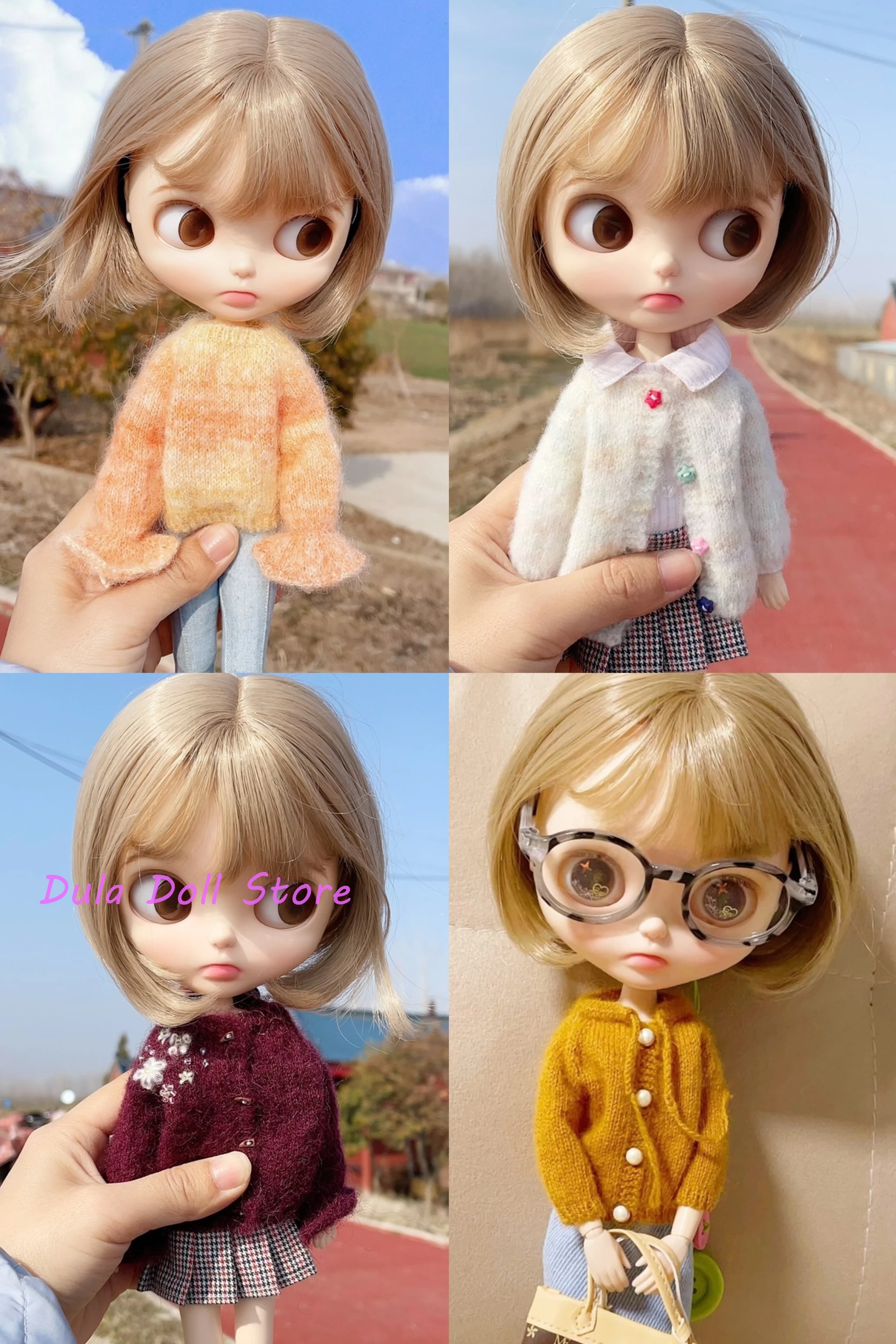 Dula Doll Clothes Dress clothes  Cashmere thread, mohair wool yarn hand-crocheted Cute sweater Blythe Qbaby ob24 ob22 doll