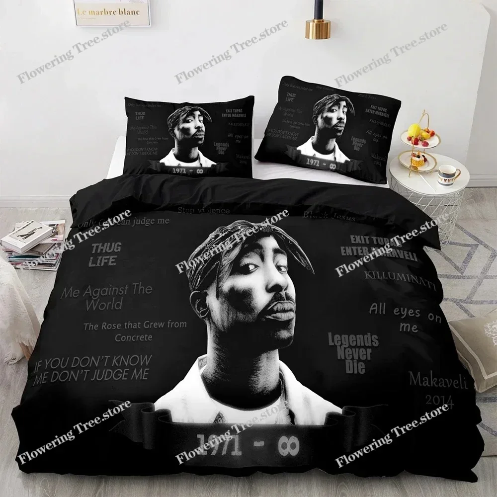 2Pac Tupac Amaru Shakur Bedding Set Duvet Cover Bed Set Quilt Cover Pillowcase Comforter king Queen Size Boys Adult Bedding Set0