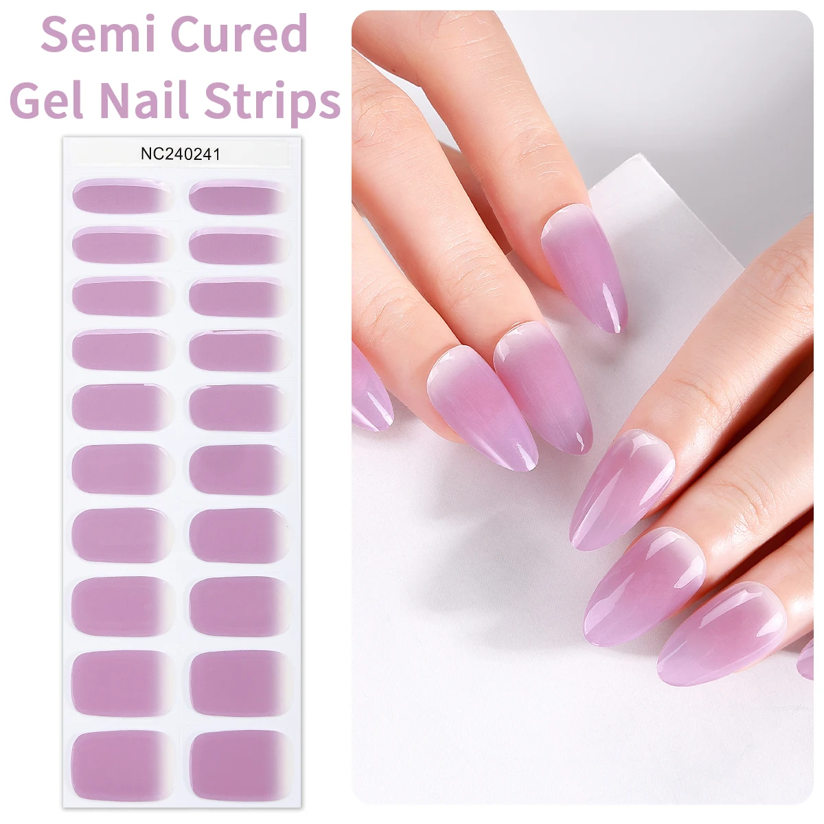 20 Tipps Französisch halb gehärtete Gel Nagelst reifen Patch Slider einfarbige Nagel Gel UV-Aufkleber langlebige volle Maniküre Dekoration DIY