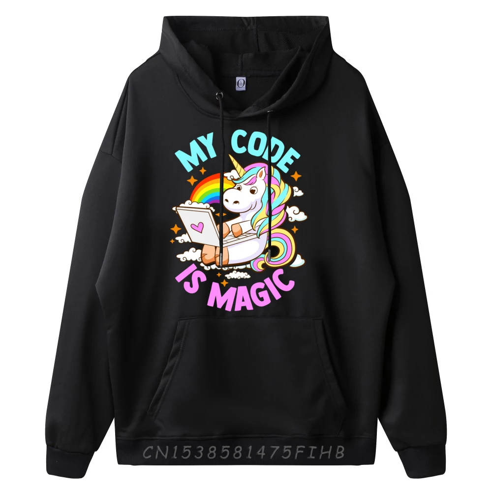 Magical Unicorn Computer Programmers My Code Is Magic Sweatshirts Men Graphic Oversized Hoodie Men