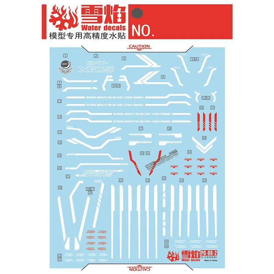 Snowfire Fluorescent Water Slide Decals for PG 1/60 Perfect Strike Gundam Sword & Cannon Full Equipment New Regs Model Stickers - view 2