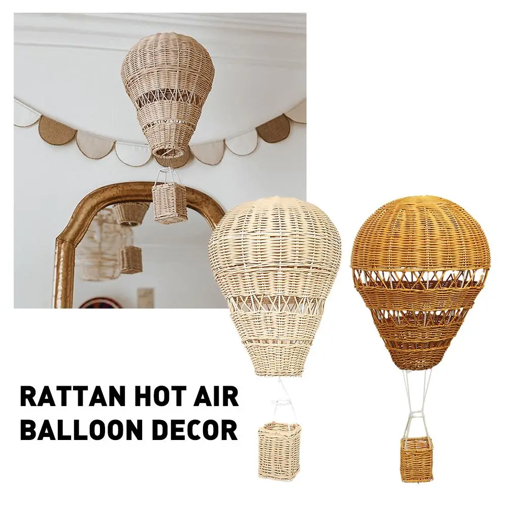 Rattan Hot Air Balloon Kids Room Decor Beige Home Decor House Decorations For Home Rattan Woven Pendant Decor B2Q4