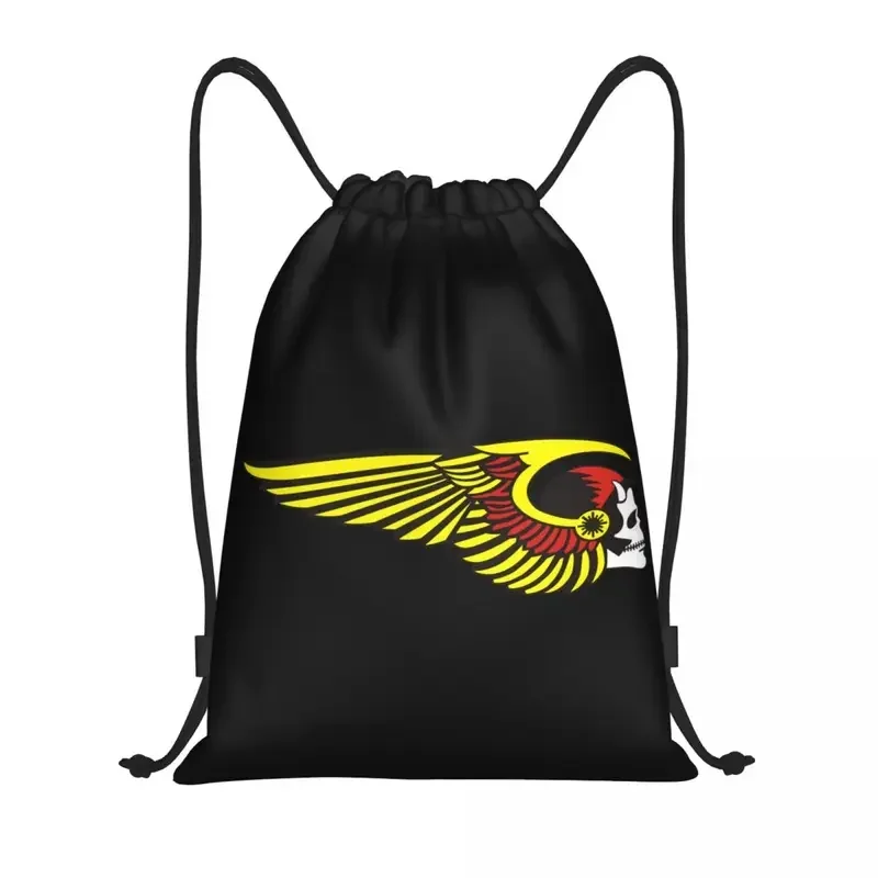 Custom Motorcycle Club Hell HAMC Angel Drawstring Bags Men Women Portable Sports Gym Sackpack Training Backpacks