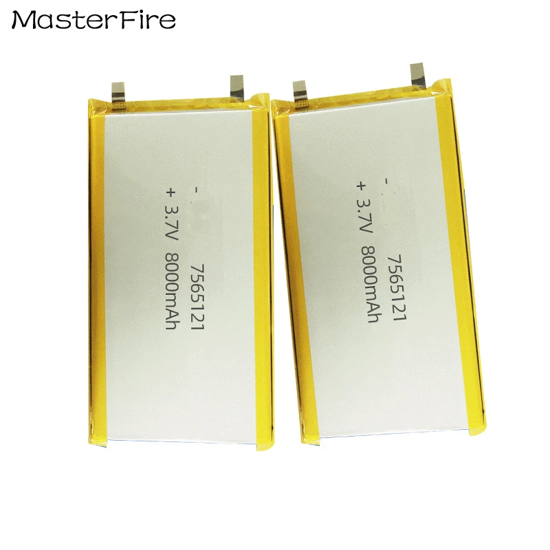 

10pcs/lot 3.7V 8000mah Rechargeable Lithium Polymer Battery 7565121 for GPS Navigator Power Bank Smart Home Digital Camera Cell