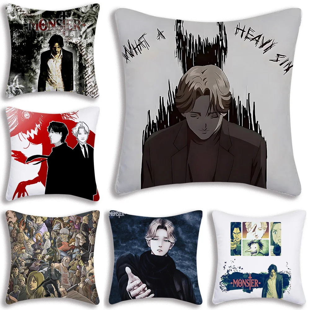 

N-Naoki Urasawa's Monster Anime Pillow Covers Cartoon Sofa Decorative Home Double-sided Printing Short Plush Cute Cushion Cover