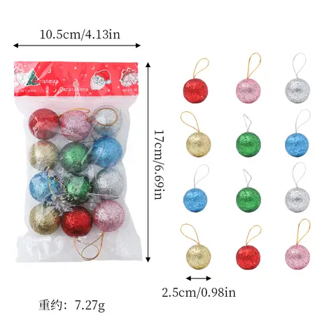 6/12pcs Colored Electroplated Plastic Christmas Balls - Xmas Tree Pendant & Decor Gift for Home, Party, Wedding & Holiday
