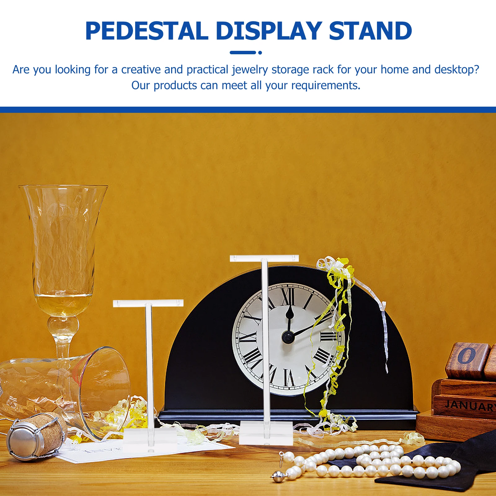 

2Pcs Premium Clear Acrylic Earring Presentation Stand T- Jewelry Display Holder Pedestal Rack For Jewelry Store