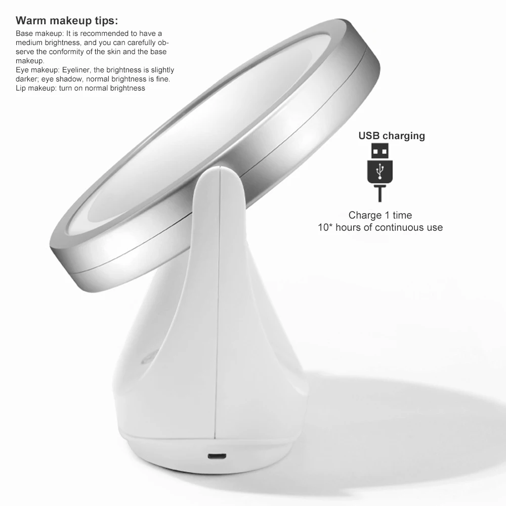 360 Grad LED Kosmetik spiegel 5-fache Vergrößerung doppelseitiger Spiegel 3-Gang-Lichter Kosmetik spiegel einstellbare Ausbesserung kosmetik – Detail 7