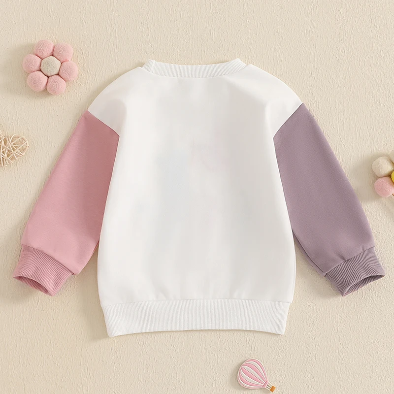 2024-07-17 Lioraitiin Little Girls Casual Sweatshirts Long Sleeve Round Neck Letter Embroidery Pullover Tops