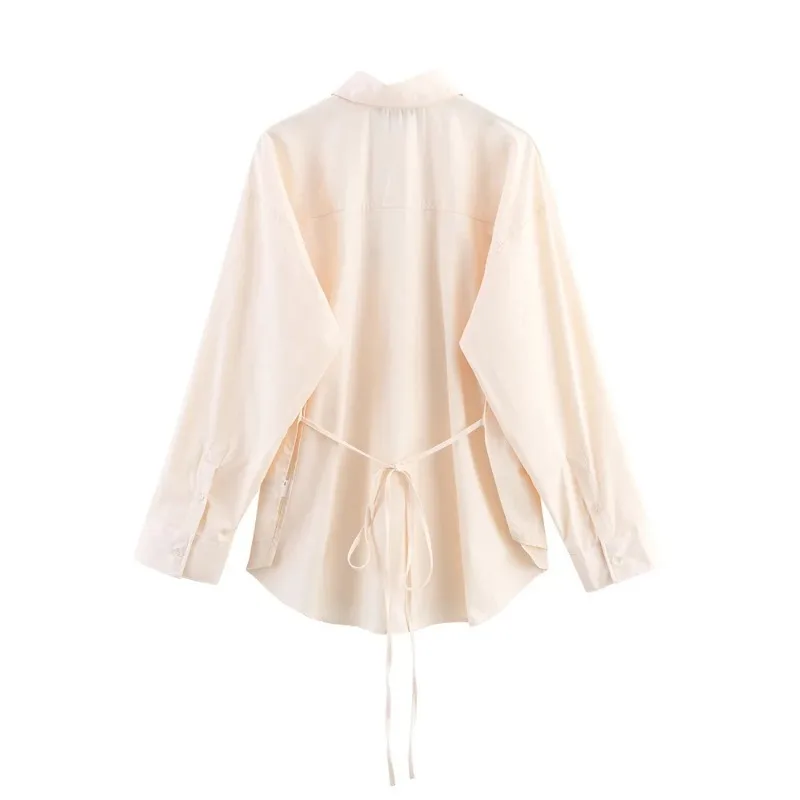 

loose and simple temperament slimming top European and American style new versatile solid color shirt women's long sleeved