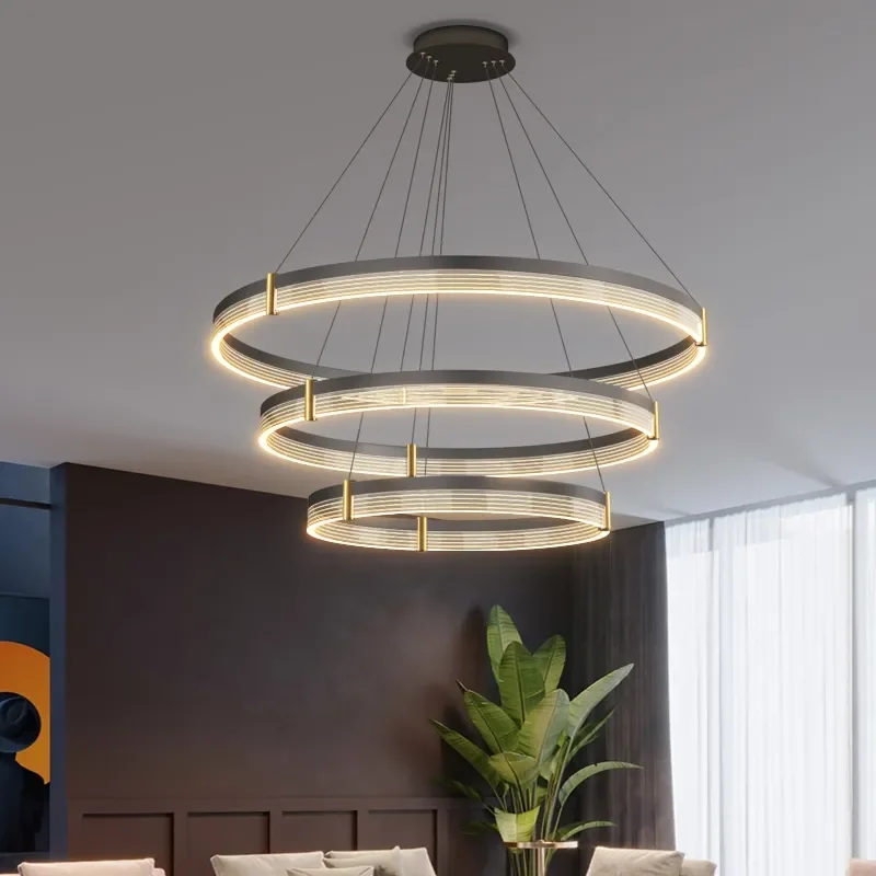 

Modern Living Room Pendant Light Luxury Ring Bedroom Lamp Nordic Designer Lustre Home Decor Simple Dining Room Circle Chandelier