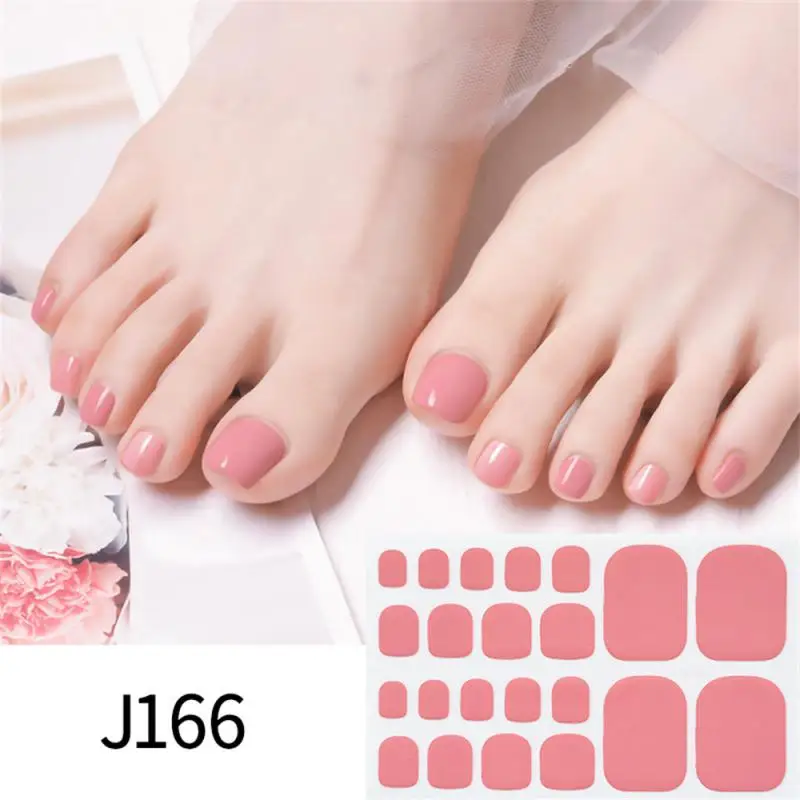 Toe Gel Nail Sticker Hardens With UV Lamp Curing Gel Stickers Waterproof Korean Full Cover Waterproof Polish Wraps Foot Strips