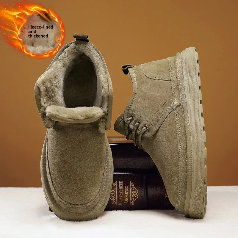 

Men's Winter Fleece Lined Snow Boots Thick Bottomed Warm Bread Shoe Teenager Easy to Wear Versatile Northeast Cold Resistant ...