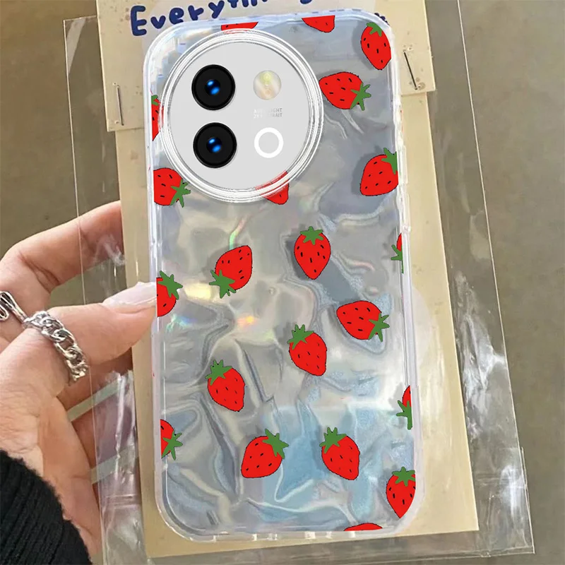 Laser Bow Fruit Case For Vivo V29 V40 Lite Y38 Y78 Y58 Y56 Fashion Strawberry Cartoon Girl Ripple Gloss Glitte Phone Cover Cases