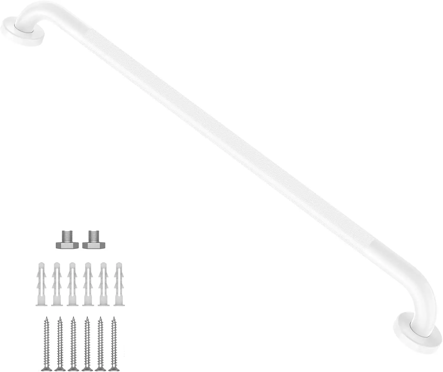 

36" White Shower Grab Bar with Anti-Slip Knurled Grip, Stainless Steel Safety Handrail for Elderly & Disabled, 500 lbs Capacity