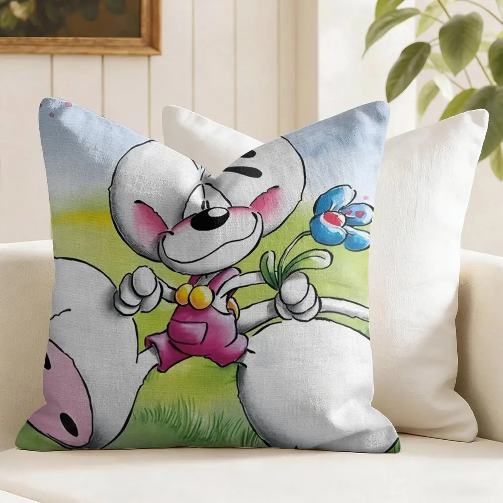 Cute C-Christmas D-Diddl Cushion Cover Eco Linen Pillow Case Double-Sided Print Breathable Durable Zipper Home Decor Gift