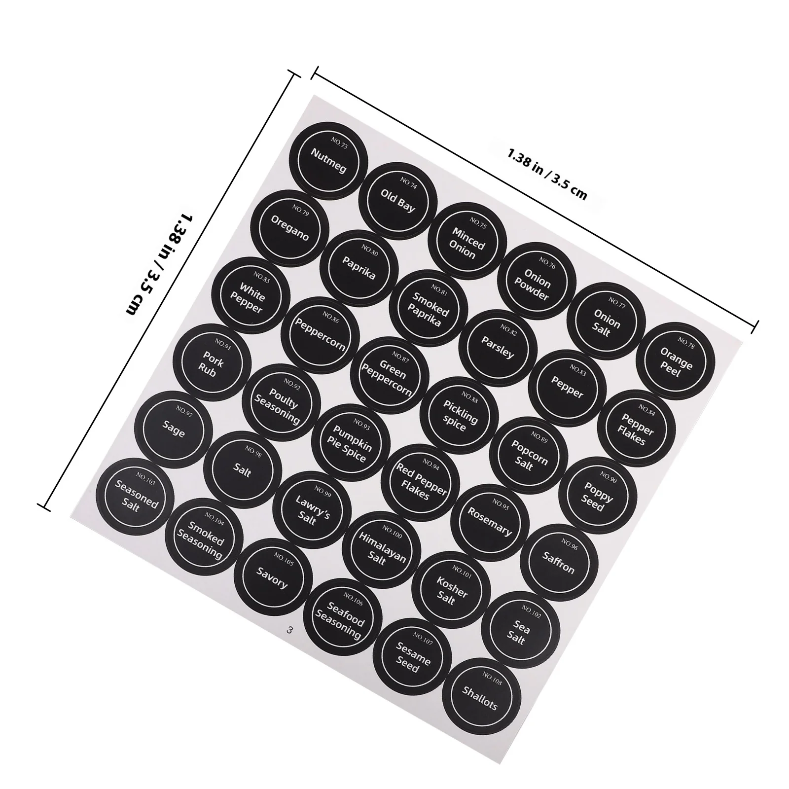 20 Sheets Waterproof Round Spice Jar Labels Preprinted English Stickers Kitchen Seasoning Jar Organizer Labels