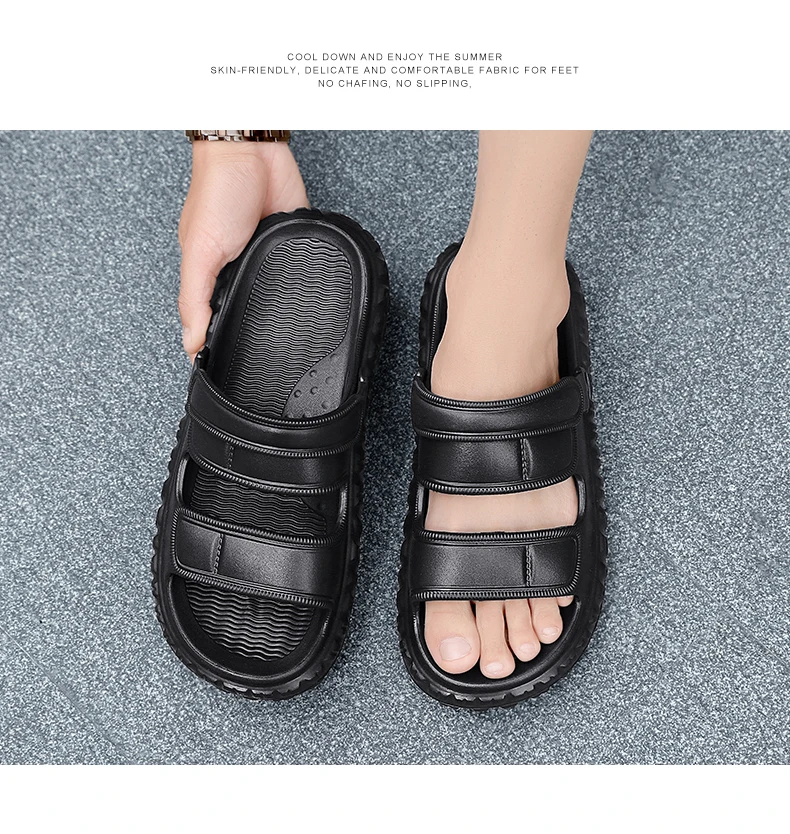 Sommerliche Übergrößen-Herrensandalen: Outdoor-Freizeitschuhe, Leder-Gartenschuhe, Rutschfeste Römerschuhe, Strand-Flip-Flops – Detail 17