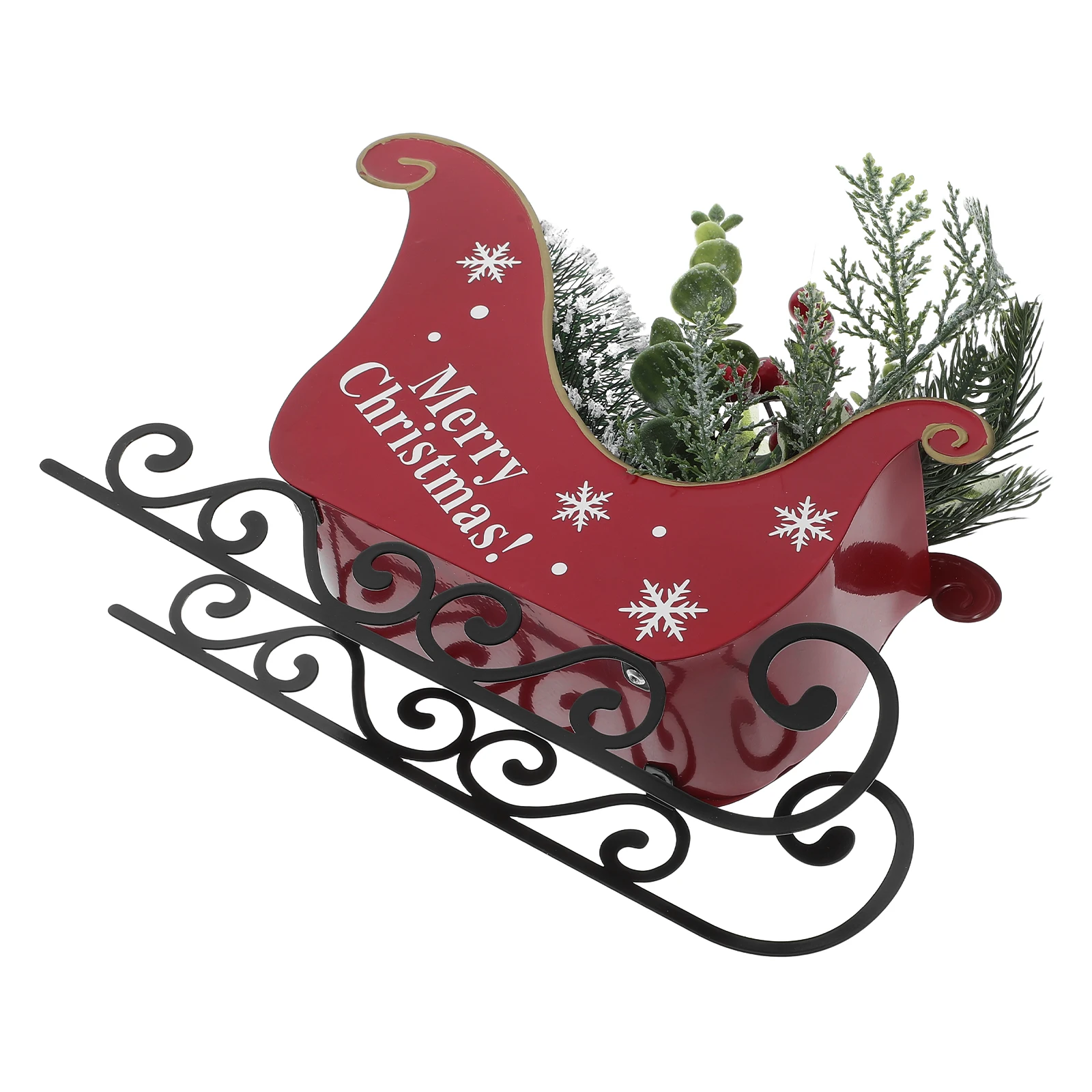 

Lovely Christmas Sleigh Decoration Metal Craft Ornament Home Table Centerpiece Desktop Xmas Decor Statues Gift For Friends Party