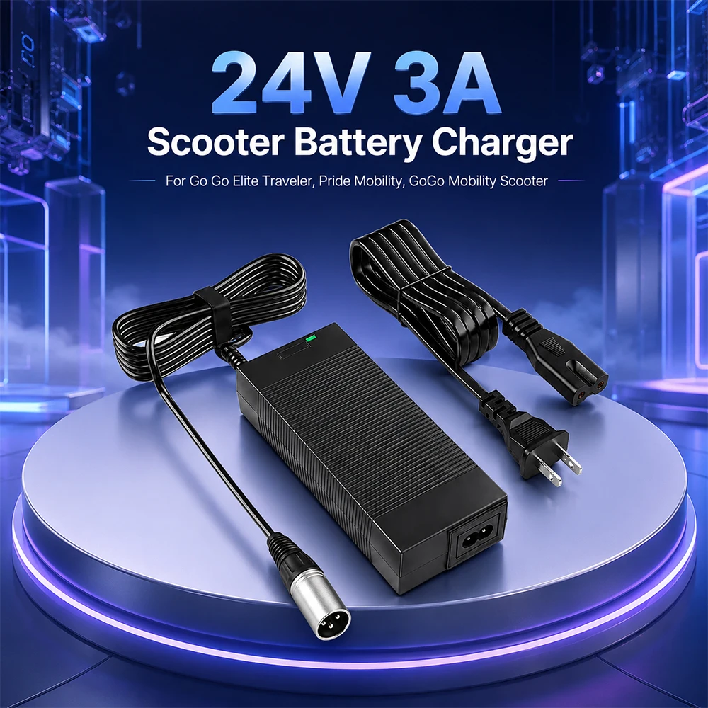 24V 3A 5A  Battery Charger For Go-Go Elite Traveller Plus HD US, Ezip Mountain Trailz,Jazzy Power Chair,Pride Mobility