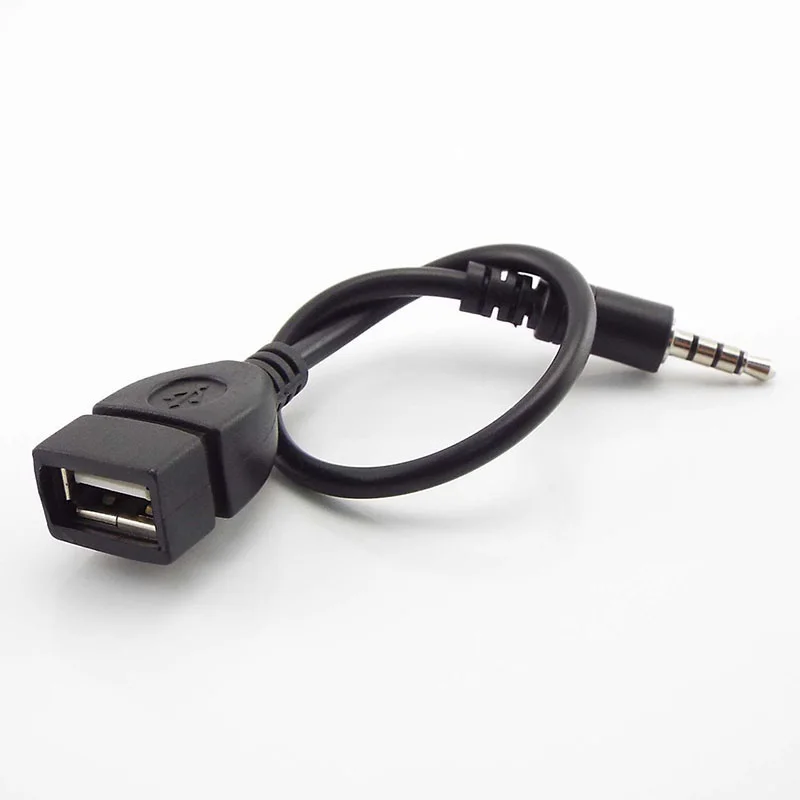 3.5mm jack male to USb Female jack 3.5 male Converter Headphone Earphone Audio Cable Adapter Connector Cord for mp3 4 phone pc E