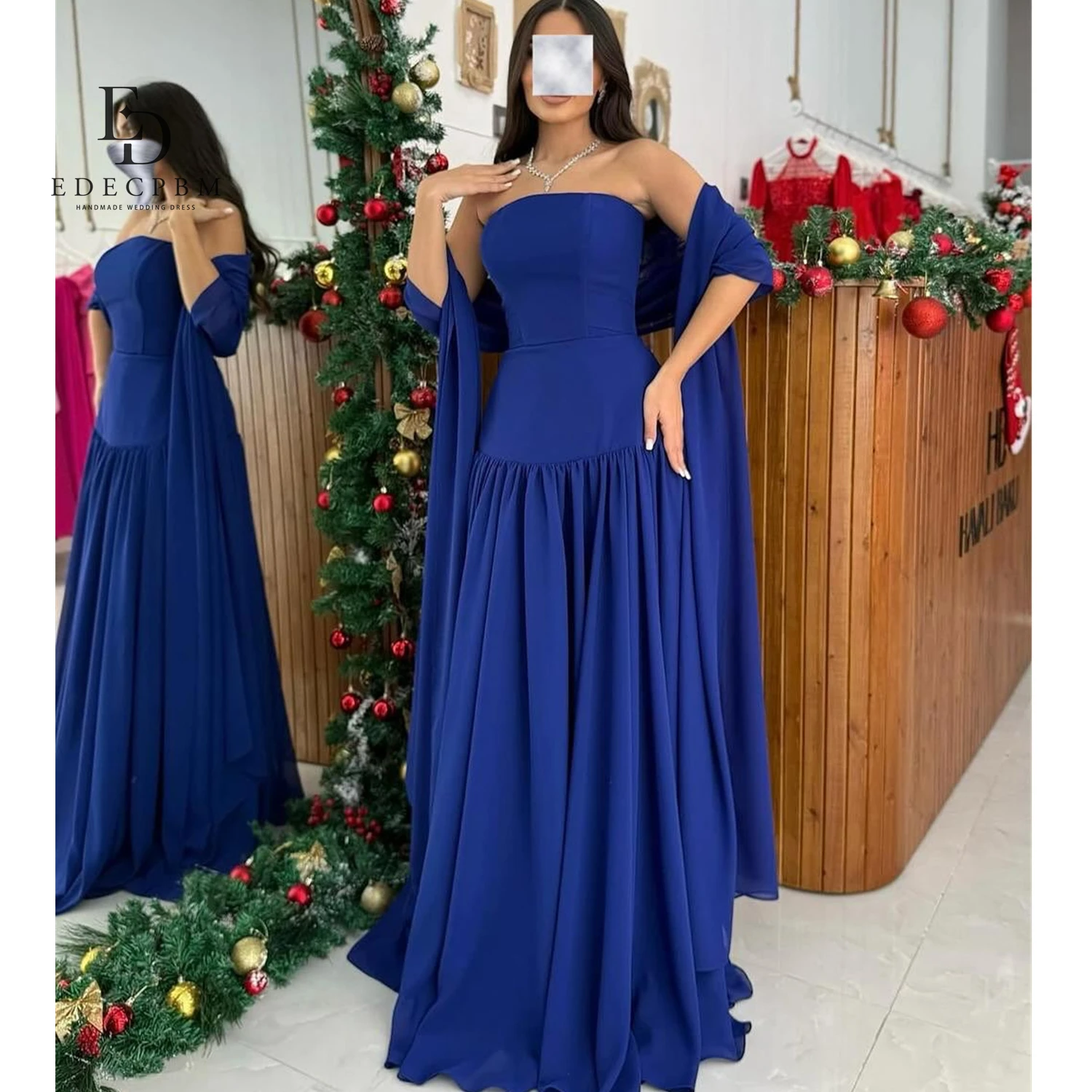 

EDECPBM Customized Large Size Dresses for Special Occasions Luxury Party Dress Elegant blue Long Dress Women's Evening Dresses