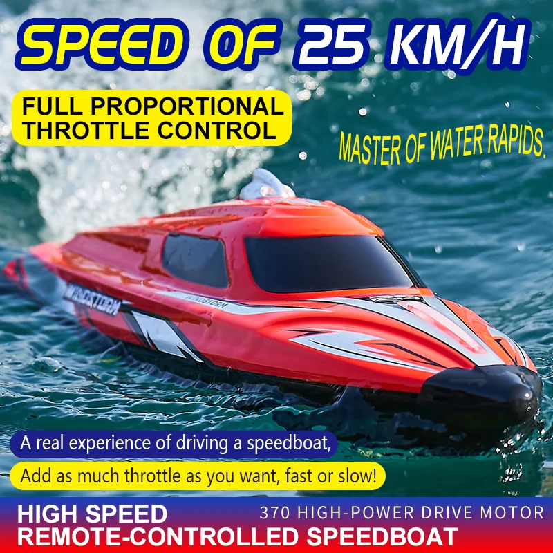 

New RC Speedboat 2.4G 25KM/H High-Speed Remote Control Racing Ship Electric Water Speedboat Low Battery Alarm RC Boat Toy Gift