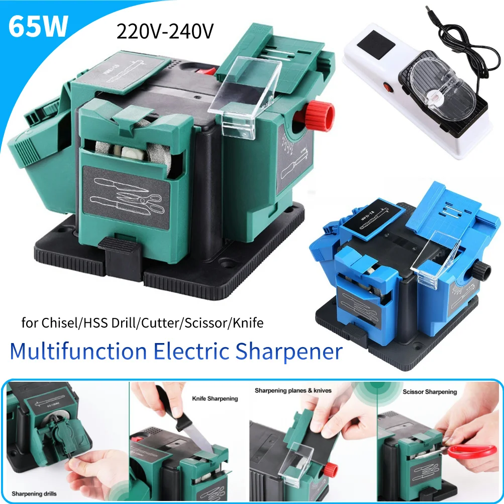 Multi-Functional Electric Knife Sharpener W/ Angle Adjustable Electric Cutter Scissor Sharpener for Chisel/Plane Blade/HSS Drill