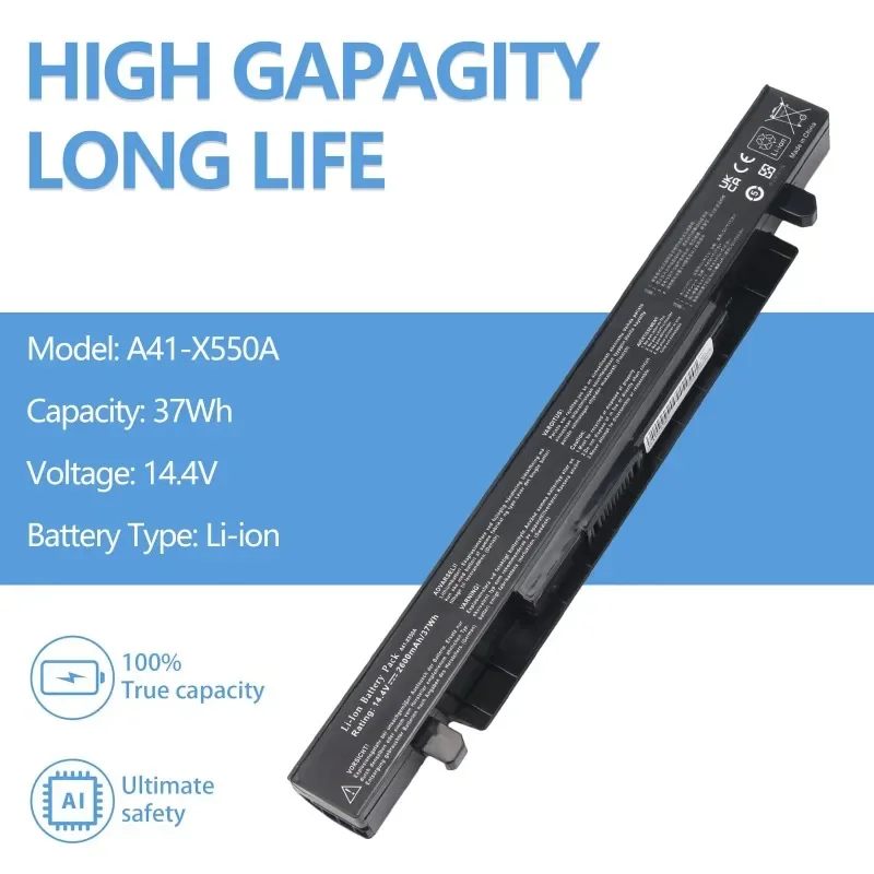 A41-X550A Battery for ASUS A41-X550 X550 X550C X550CA X550CC X550CL X550E X550L X552C R510 R5 14V/37Wh Laptop Battery