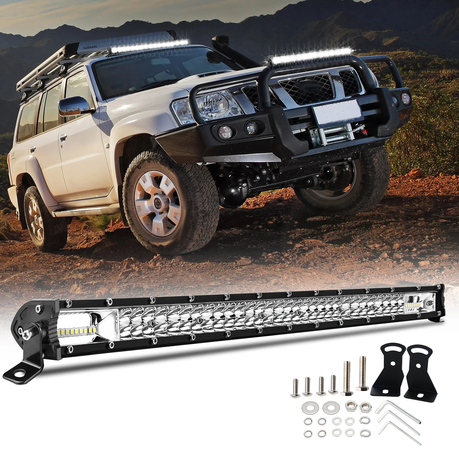 

HAOLIDE Super Slim 12D 8" 20" 32" LED Bar Spot Flood Beam LED Light Bar for Tractor Boat Offroad 4WD 4x4 Trucks SUV ATV 12V 24V