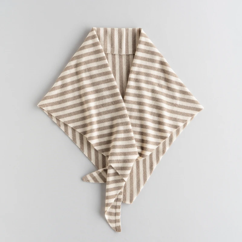 

Весенне-осенний новый женский классический кардиган из 100% кашемира, треугольная вязаная шаль, свободная полосатая мягкая шаль высокого качества