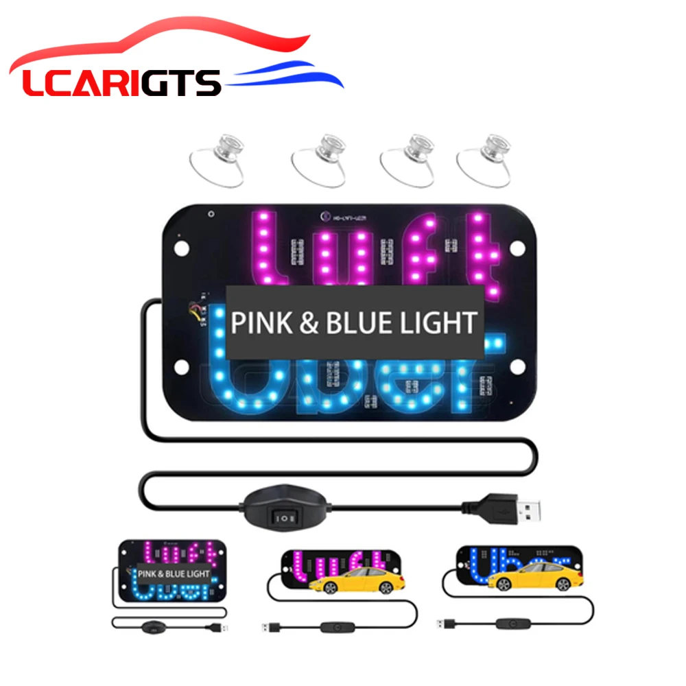 

1 шт. светодиодный световой знак для автомобиля, такси, светодиодный знак на лобовое стекло, автомобильная светодиодная наклейка с присоской, USB-разъем, двухцветная доска дисплея